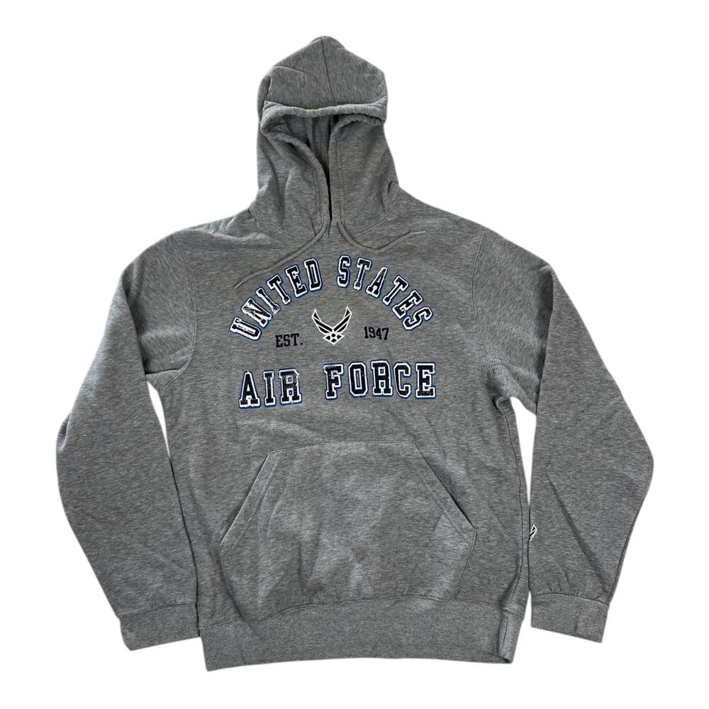 Vintage United States Air Force Hoodie Mens L Gray Pullover Fleece Sweatshirt